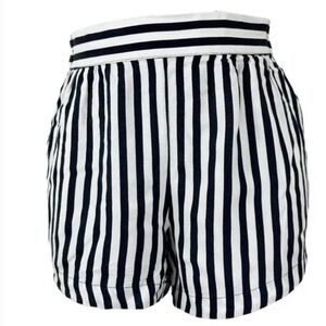 Splendid Women’s Black and White Striped Elastic High Waist Shorts Size Medium